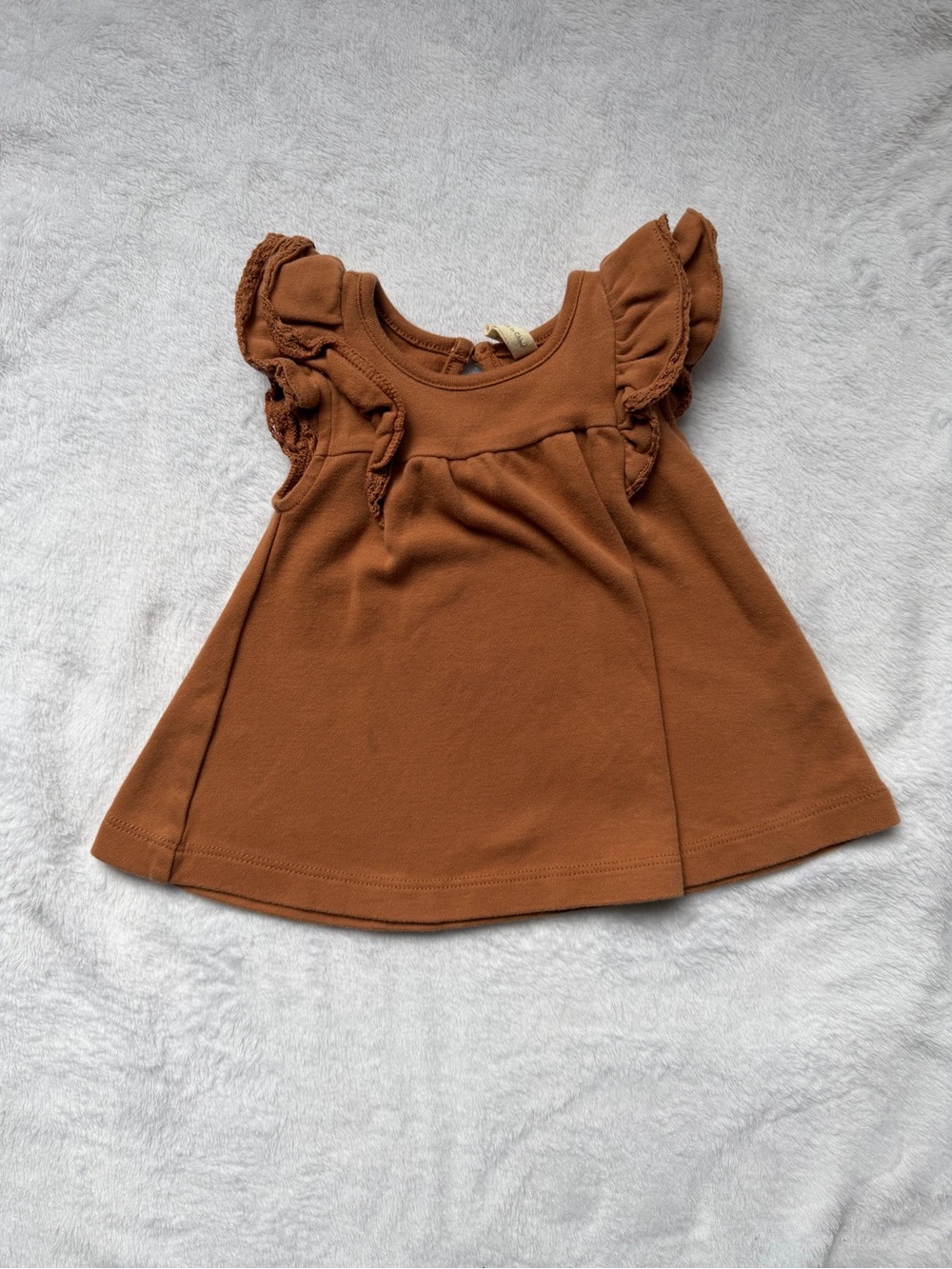 Quincy Mae Rust Brown Ruffle Sleeve Dress